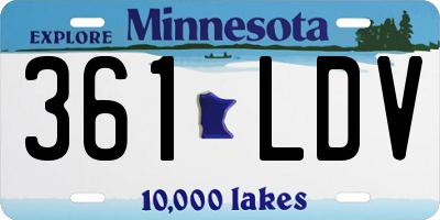 MN license plate 361LDV