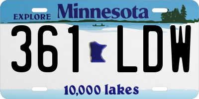 MN license plate 361LDW
