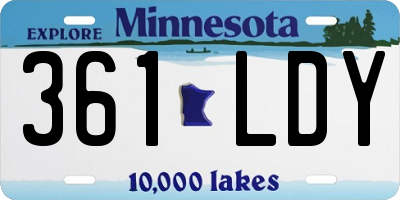 MN license plate 361LDY