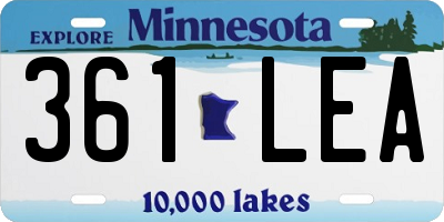 MN license plate 361LEA