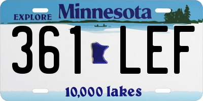 MN license plate 361LEF