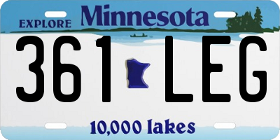 MN license plate 361LEG