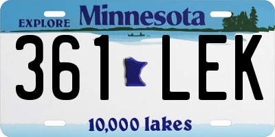 MN license plate 361LEK