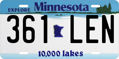 MN license plate 361LEN