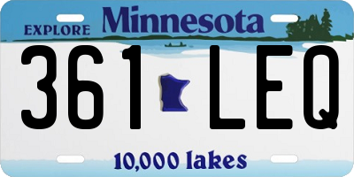 MN license plate 361LEQ