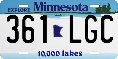 MN license plate 361LGC