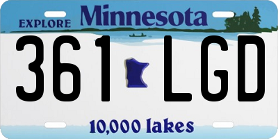 MN license plate 361LGD