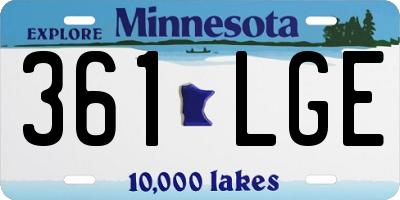 MN license plate 361LGE