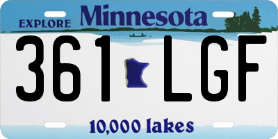 MN license plate 361LGF