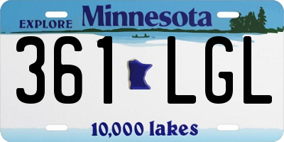 MN license plate 361LGL