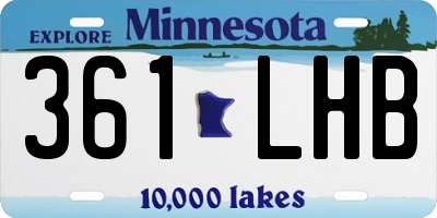 MN license plate 361LHB