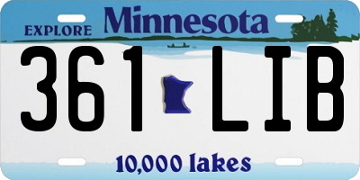 MN license plate 361LIB