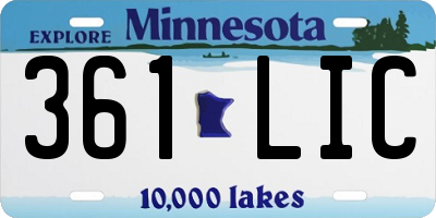MN license plate 361LIC