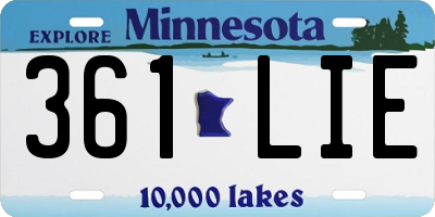 MN license plate 361LIE