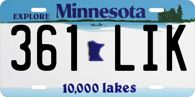 MN license plate 361LIK