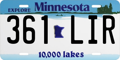 MN license plate 361LIR