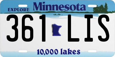 MN license plate 361LIS