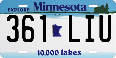 MN license plate 361LIU