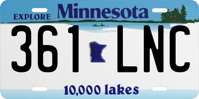 MN license plate 361LNC