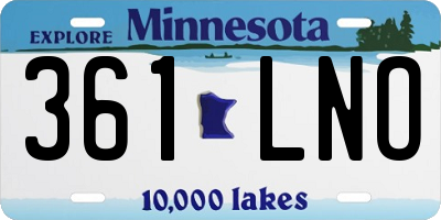 MN license plate 361LNO