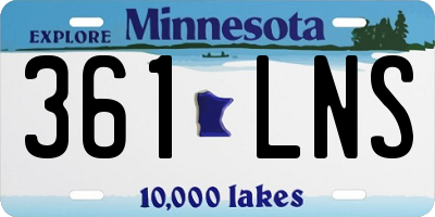 MN license plate 361LNS