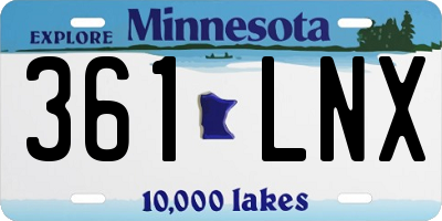 MN license plate 361LNX