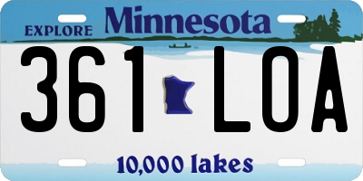 MN license plate 361LOA