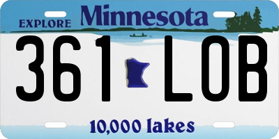 MN license plate 361LOB