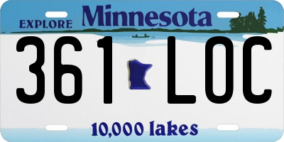 MN license plate 361LOC