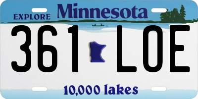 MN license plate 361LOE