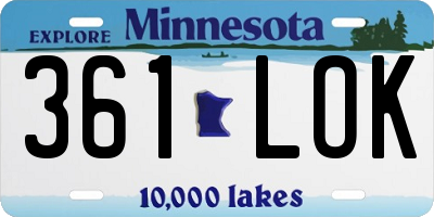 MN license plate 361LOK