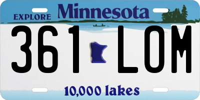 MN license plate 361LOM