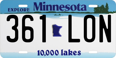 MN license plate 361LON