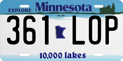 MN license plate 361LOP