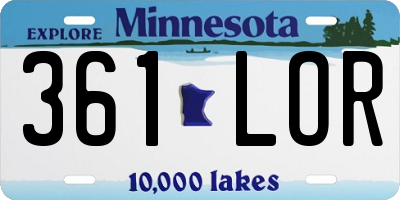 MN license plate 361LOR