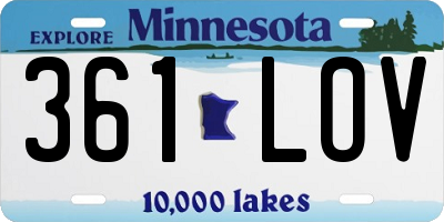 MN license plate 361LOV