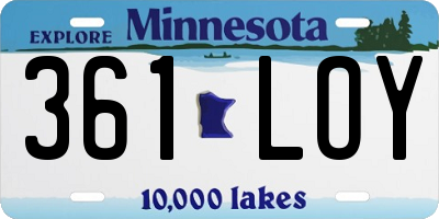 MN license plate 361LOY