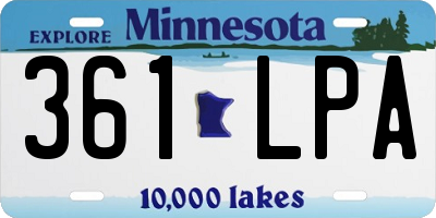 MN license plate 361LPA