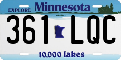 MN license plate 361LQC