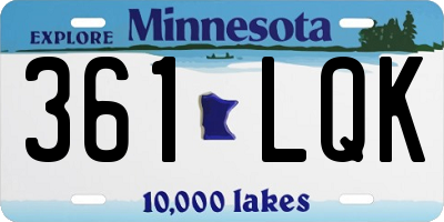 MN license plate 361LQK