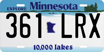 MN license plate 361LRX