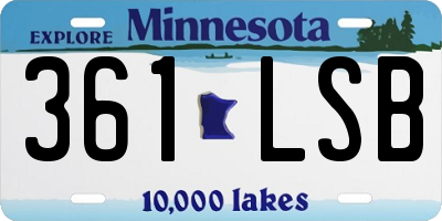 MN license plate 361LSB