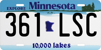MN license plate 361LSC