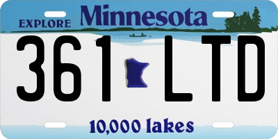MN license plate 361LTD