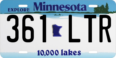 MN license plate 361LTR
