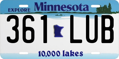 MN license plate 361LUB