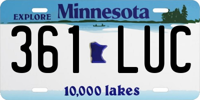 MN license plate 361LUC