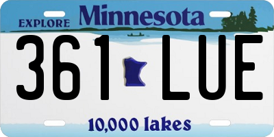 MN license plate 361LUE