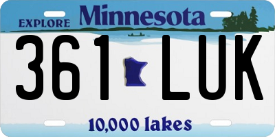 MN license plate 361LUK