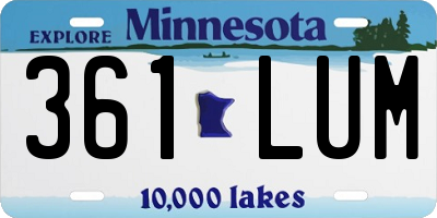 MN license plate 361LUM
